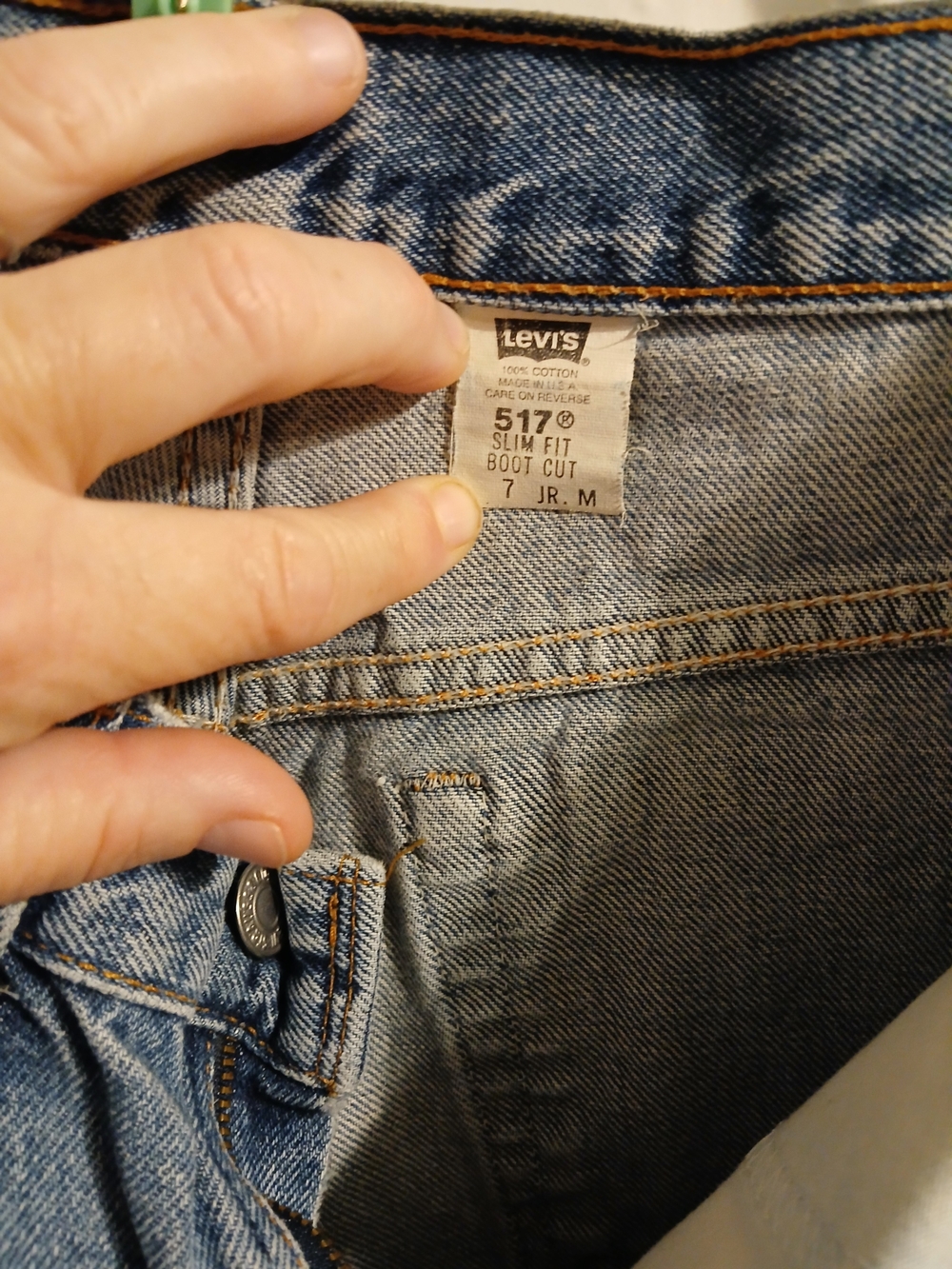 Levi's 517 Slim Fit 7 Juniors Boot Cut Jeans-Blue with Orange Stitching Vintage - Picture 9 of 16